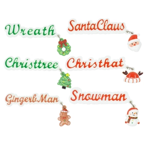 Set of 6 Christmas acrylic charms including Santa Claus and Snowman for DIY crafts