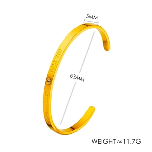 18K gold-plated stainless steel C-shaped cuff bracelet with Forever Love engraving