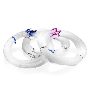 Macro detail of transparent nylon jewelry wire rolls for DIY handmade craft making