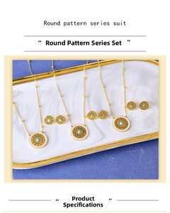 Macro shot of mandala pattern jewelry set with turquoise beads on a marble tray
