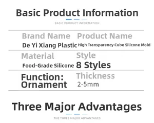 Specifications of high-transparency cube silicone molds for DIY resin casting and flower specimens