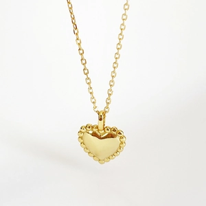 925 Sterling Silver Heart Pendant Necklace 18k Gold Plated Minimalist Milgrain Beaded Edge Choker Jewelry For Women