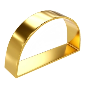 Modern gold D-shaped metal napkin ring with sleek minimalist arch design for dining decor