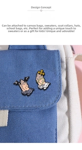 Gothic prayer hands and cross pins on blue canvas bag showing fine metal texture