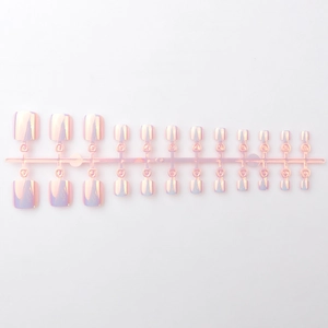 Iridescent aurora toe nail set with 24 pieces of shimmering chrome press-on faux nails