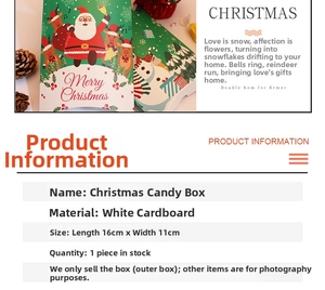 Detail view of a green Merry Christmas gift box with dimensions 16x11cm and festive patterns