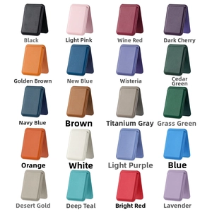 Grid display of 20 colorful magnetic leather wallet stands for iPhone 16 MagSafe series