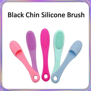 Five-piece silicone finger brush set for pet dental and facial cleaning in assorted colors