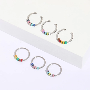 Enamel Bead Spinner Ring 14k White Gold Plated Copper Colorful Rotating Beads Open Adjustable Ring For Women Fashion Daily Jewelry