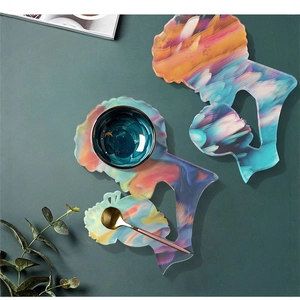 Three-piece Africa woman silhouette coasters with vibrant abstract oil painting style