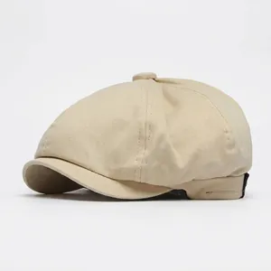 Retro British Newsboy Cap Cotton Twill Octagonal Hat For Men Women Adjustable Vintage Style Cabbie Baker Boy