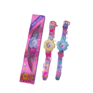 Kids watch set with flower dials and butterfly silicone straps in colorful gift box