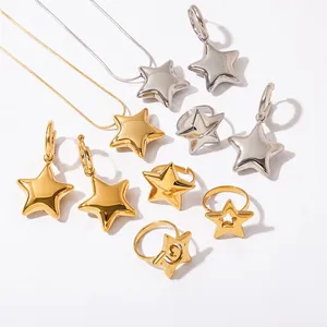 Stainless Steel Star Jewelry For Women Waterproof Hypoallergenic Pendants Necklaces Earrings Rings Fashion Accessory