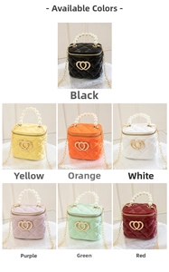 Mini quilted jelly bags in seven colors with pearl handles and heart buckles