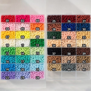 4mm colorful glass seed beads set in 24-grid organizer box with 45 distinct color options