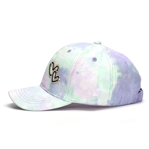 Kids rhinestone heart baseball cap with colorful tie-dye fabric and glitter finish