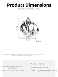 Detail view of anchor ring measurements showing weight 11.1g and height 26.4mm