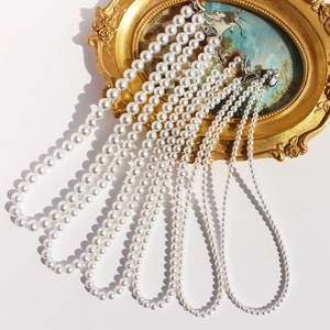 Faux Artificial Pearl Necklace For Women Brass Gold Plated High Lustre Australian White Style Elegant Jewelry Choker