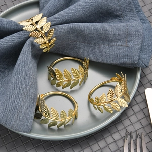 Metal Leaf Napkin Rings Zinc Alloy Decorative Table Holder For Wedding Dinner Party Hotel Western Style Simple Design