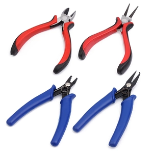 Manual 4-piece jewelry tool set with diagonal, round, and needle-nose pliers for DIY
