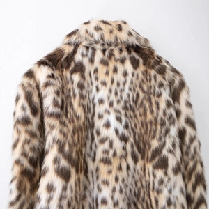 Fashionable leopard print faux fur jacket for women with high quality fluffy texture details