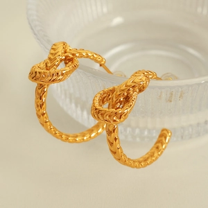 Boucles d'Oreilles Clous en Nœud en Acier Titane Minimaliste Rétro Français pour Femme Boucles d'Oreilles Créoles en C Torsadées Or