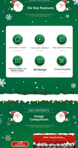 Detailed view of 3D double-sided Christmas window stickers with Santa and snowman motifs