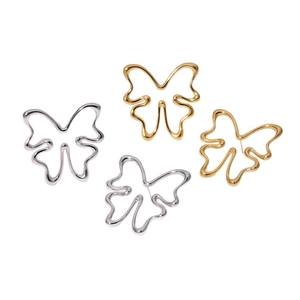 Minimalist 304 stainless steel butterfly stud earrings in gold and silver hollow design