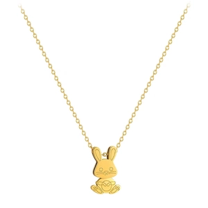 Minimalist gold-plated stainless steel necklace featuring a cute cartoon rabbit pendant