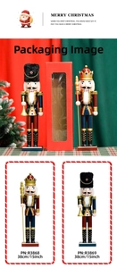 Detailed 38cm wooden nutcracker soldiers in classic red and blue Christmas outfits
