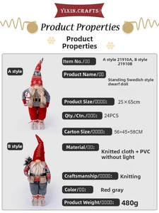 Standing Swedish style dwarf dolls with size 25x65cm and 480g weight specifications