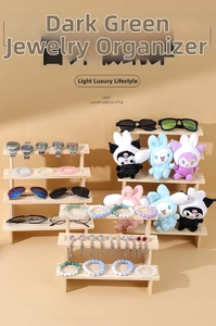 Solid wood multi-tier tiered display stand for showcasing watches and accessories