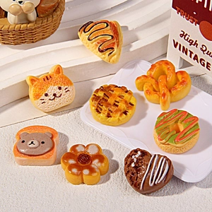 Resin Miniature Bread Biscuit Food Charms Cute Cartoon Cake Donut DIY Jewelry Craft Accessories For Phone Case Decoration Kawaii