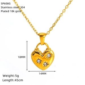 Specifications of 18K gold plated stainless steel heart necklace with 45cm chain length