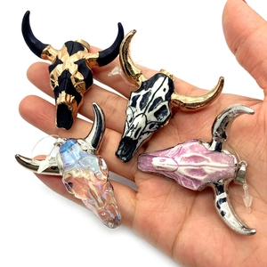 Luxury 45x46mm bull head acrylic pendants in gold and silver plating for DIY jewelry making
