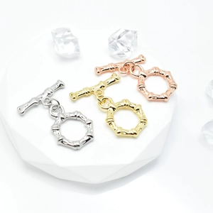Bamboo Texture OT Toggle Clasp Copper Real Gold Plated For Necklace Bracelet DIY Jewelry Making Findings