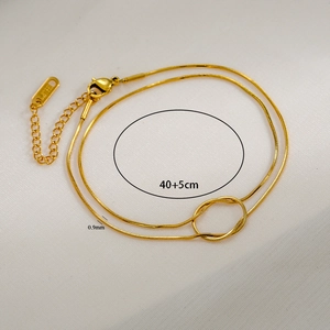 Gold plated stainless steel knotted snake chain necklace with lobster clasp 40+5cm
