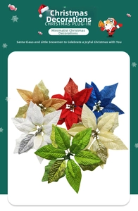 Gros plan de fleurs de poinsettia pailletées multicolores pour décoration de sapin de Noël