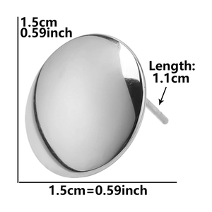 Detailed size chart for 304 stainless steel hoop earrings with 15mm diameter measurements