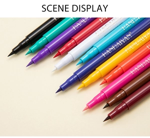 Detailed scene display of 12-color waterproof liquid eyeliner set with fine brush tips