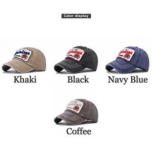 Cappellino da baseball vintage in cotone lavato con ricamo America in quattro colori