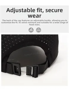 Close-up of adjustable strap buckle on ultra-light breathable mesh sports baseball cap
