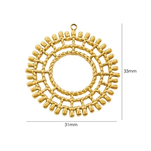Ciondolo sole in acciaio inossidabile placcato oro 14K 31mm x 33mm con raggi perlati