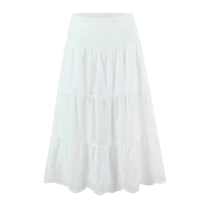 Elegant white off-shoulder top and layered embroidery lace skirt set for women