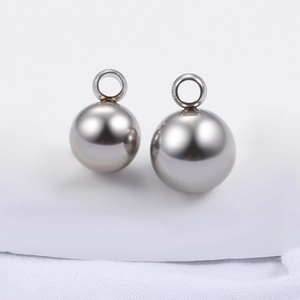 Polished stainless steel round ball pendants in two sizes for DIY necklace making