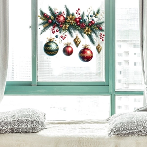 Christmas Ball Wall Stickers Waterproof PVC Removable Window Glass Decals Holiday Party Home Decor