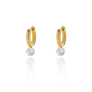 Chic 18K gold plated titanium hoop earrings with sparkling cubic zirconia stone drop