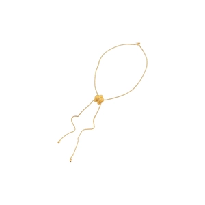 Collana a fiori placcata in oro con nappine in zircone a goccia e design a Y