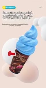 Detail of blue ice cream water gun showing smooth edges and rounded safe design for kids