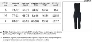 Size chart for slim fit backless jumpsuit showing bust, waist, and hips in centimeters